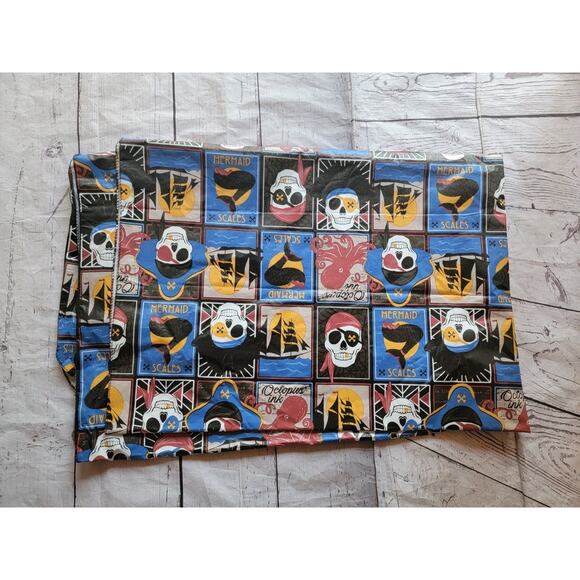 Pirates Mermaid Ocutpus Halloween Patchwork Vinyl Flannel Bk Tablecloth 54x68in - Picture 1 of 6